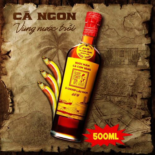 NƯỚC MẮM TĨN CÁ CƠM VÀNG RUỘT ĐỎ ĐỘ ĐẠM 60N CHAI THỦY TINH 500ML