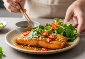 cách làm lườn cá hồi chiên nước mắm