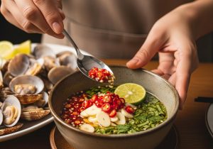 cách làm nước mắm ăn nghêu hấp thái