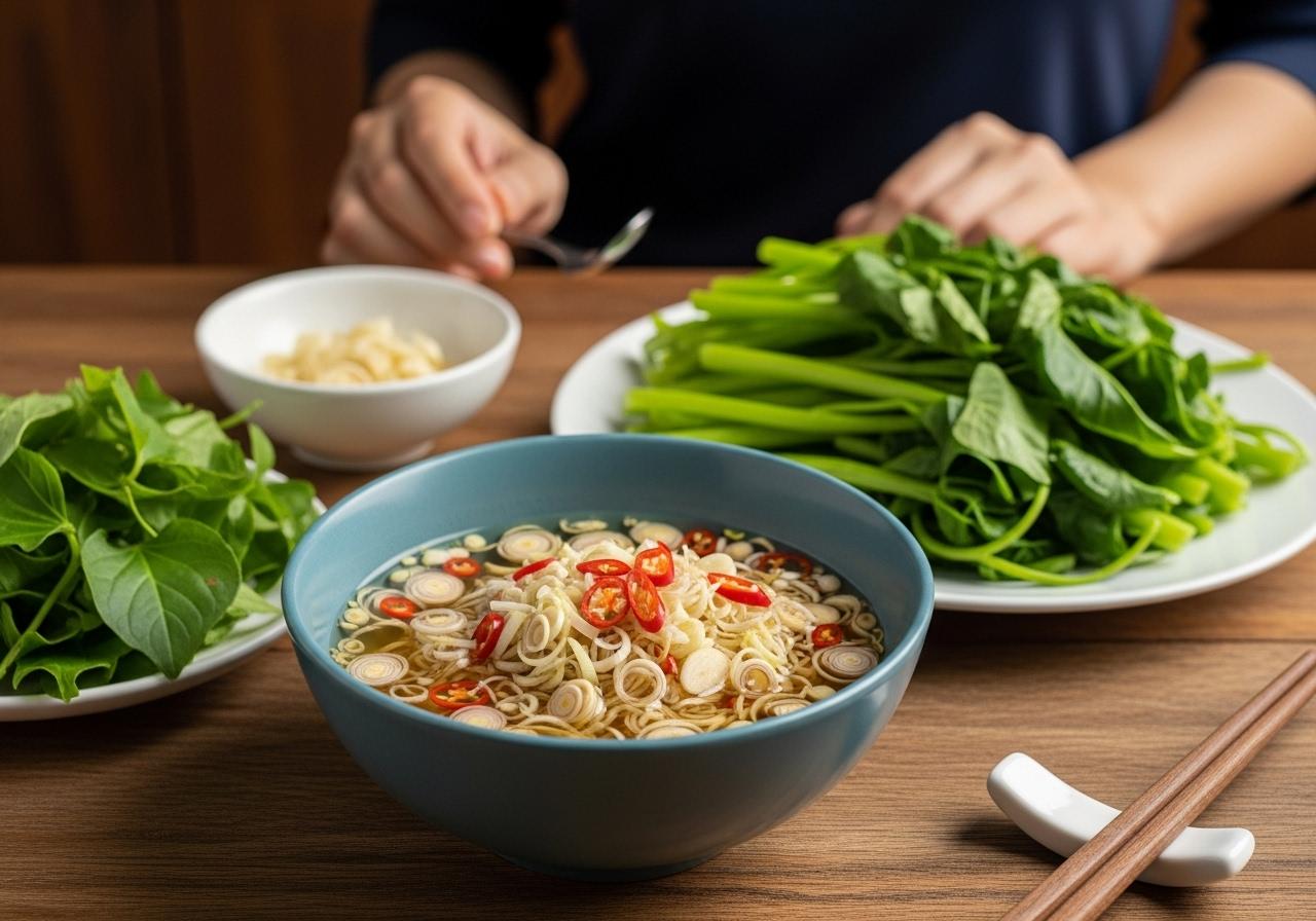 cách làm nước mắm sả chấm rau lang