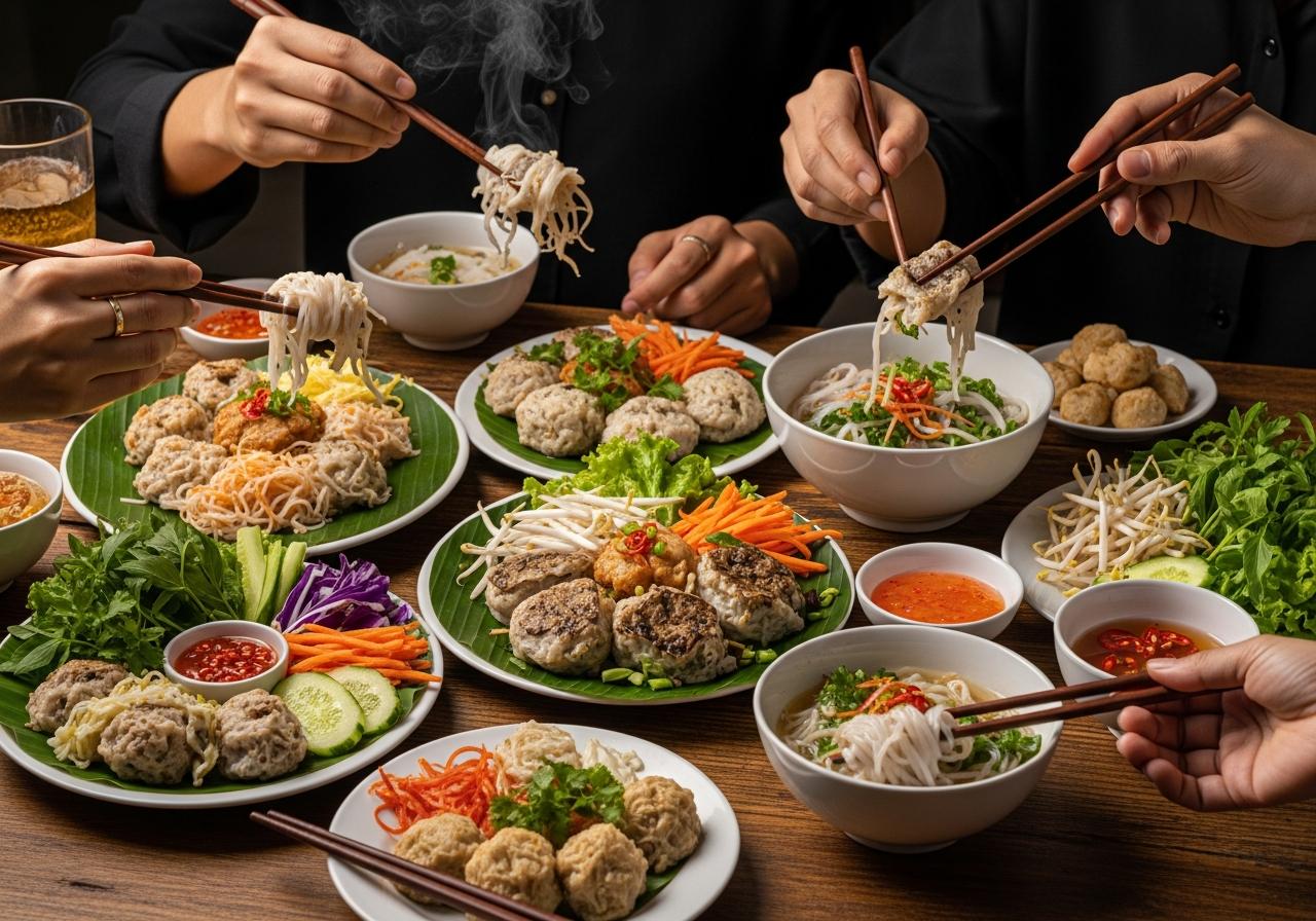 bún giả cầy bún đậu mắm tôm