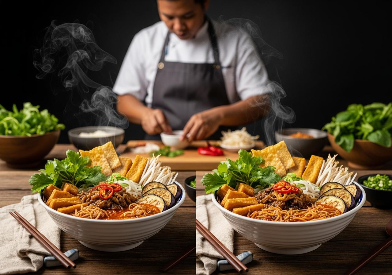 2 biến tấu công thức bún mắm chay ngon như ngoài hàng