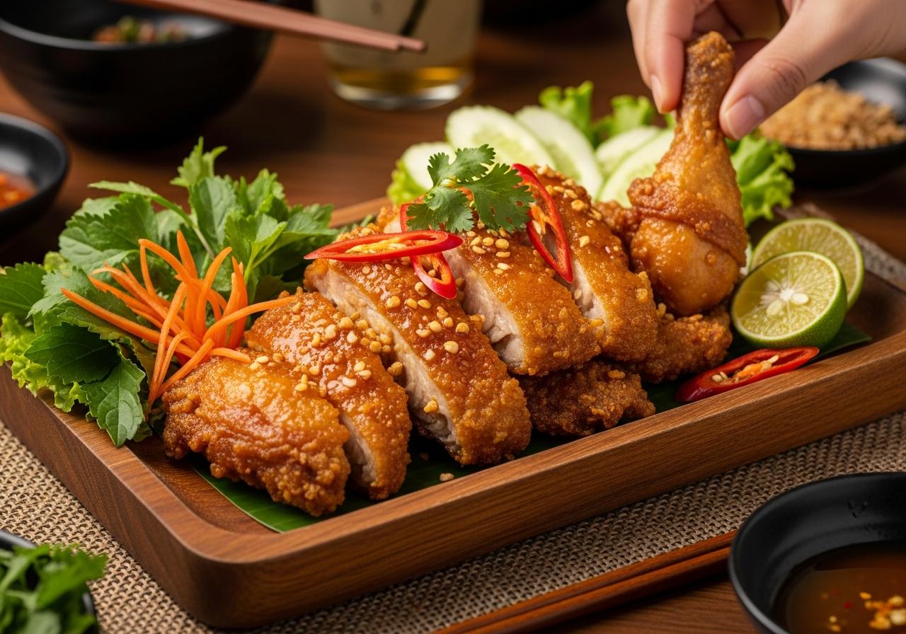 Thưởng thức gà chiên nước mắm ngũ vị hương đúng điệu