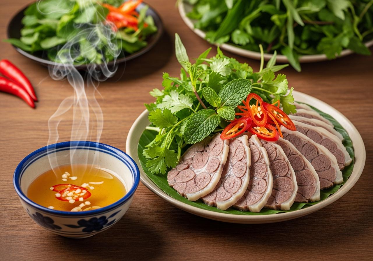 Hướng dẫn chi tiết cách làm thịt trâu luộc nước mắm mềm thơm