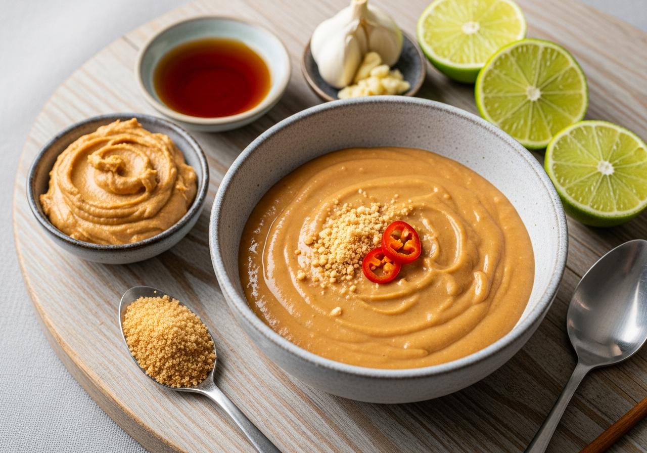 Công thức 2: Cách pha nước chấm bò bía béo ngậy từ bơ đậu phộng