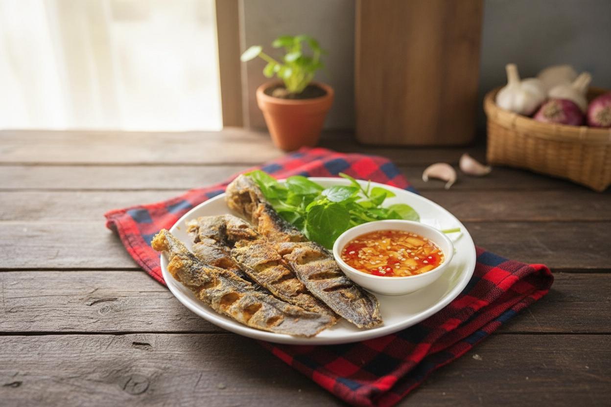 cá trê chiên mắm gừng