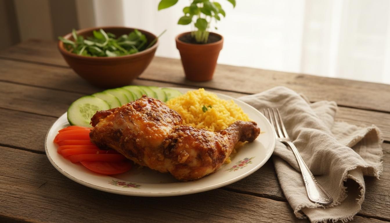 cơm gà chiên mắm tỏi