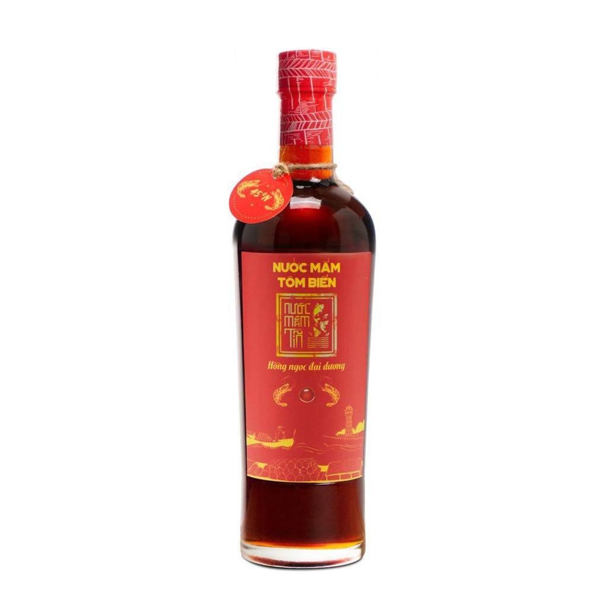 Chai nước mắm Tĩn tôm biển Hồng Ngọc Đại Dương 45N 500ml có tag độ đạm