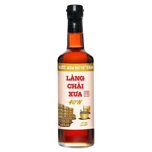 Chai thủy tinh nước mắm nhỉ Làng Chài Xưa nhãn vàng 40N 500ml