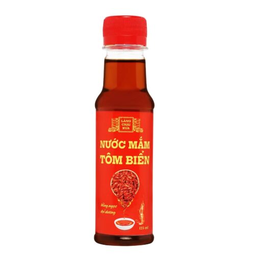 Chai nhựa nước mắm tôm biển Làng Chài Xưa 125ml mặt trước